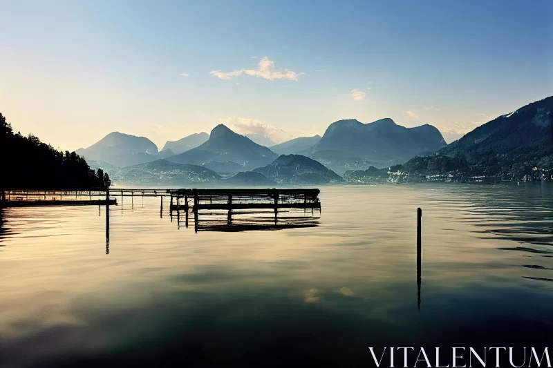 Sunrise at Lake Lausanne, Italy - A Serene Landscape AI Image