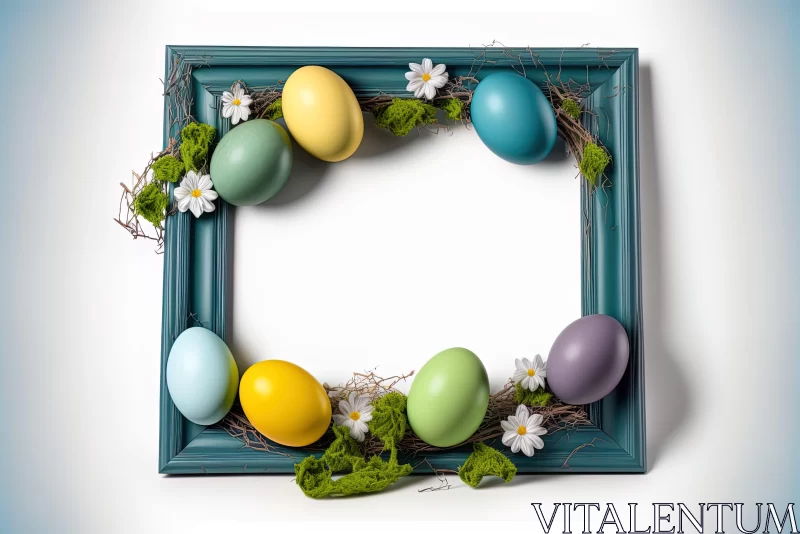 Colorful Easter Frame with Colored Eggs and Unique Composition AI Image