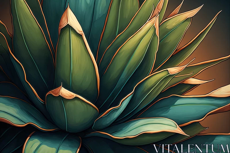 Agave Flower Illustration - Precisionist Art Inspired by Nature AI Image