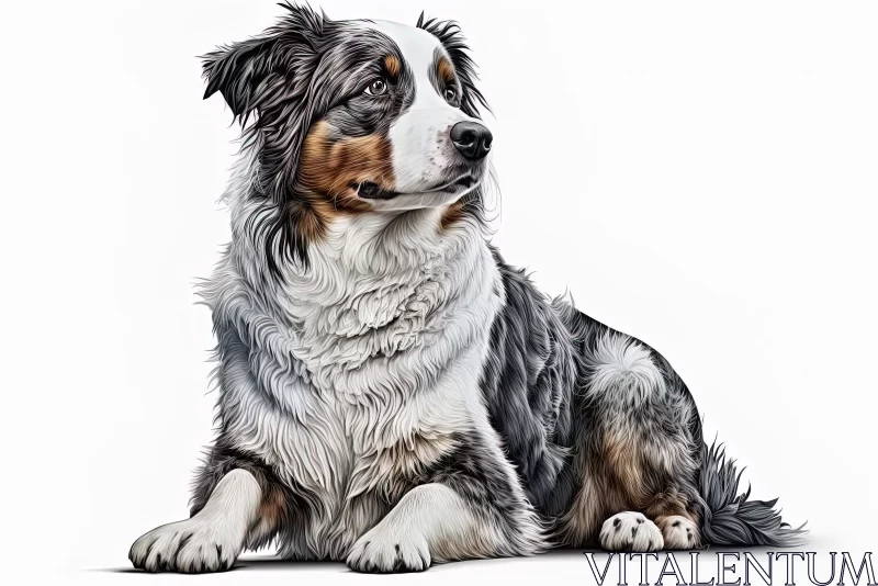 AI ART Australian Shepherd Dog Painting - Detailed and Realistic