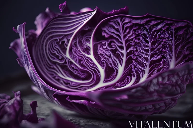 Purple Cabbage - A Study in Photorealism and Bold Chromaticity AI Image