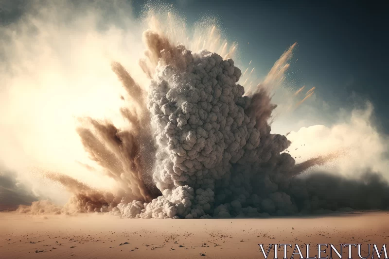 Captivating Sand Blast Explosion in the Desert AI Image