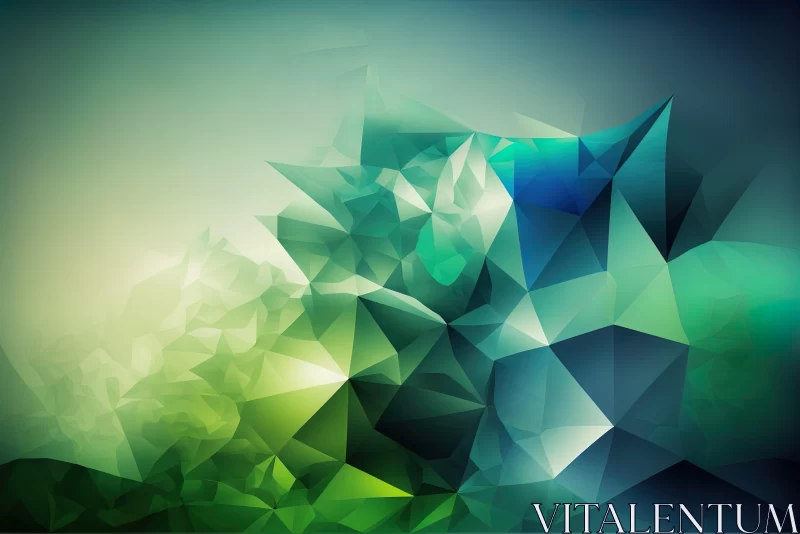 Emerald and Blue Abstract Triangle Landscape AI Image