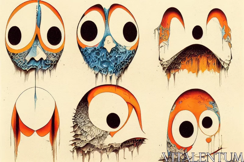 Graffiti Style Cartoon of Animal Eyes: An Avian-Themed Artwork AI Image