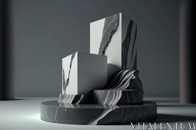 Abstract Marble Sculptures in a Futuristic Landscape AI Image