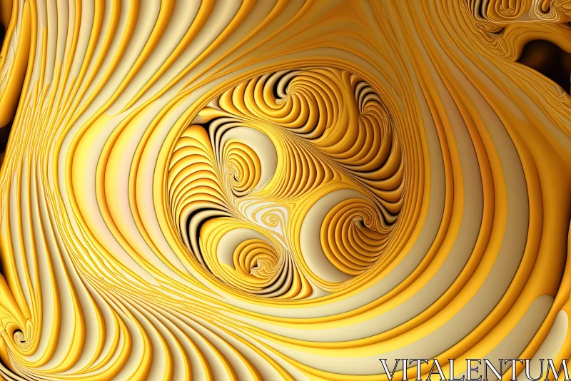 Abstract 3D Fractal Art | Gold Swirls and Wood Grains AI Image