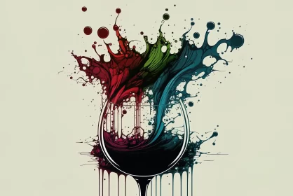 Abstract Art: Colorful Wine Glass with Surreal Shapes