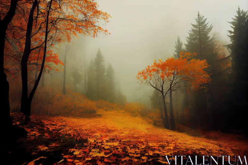 Foggy Autumn Hill with Beige and Amber Tones AI Image