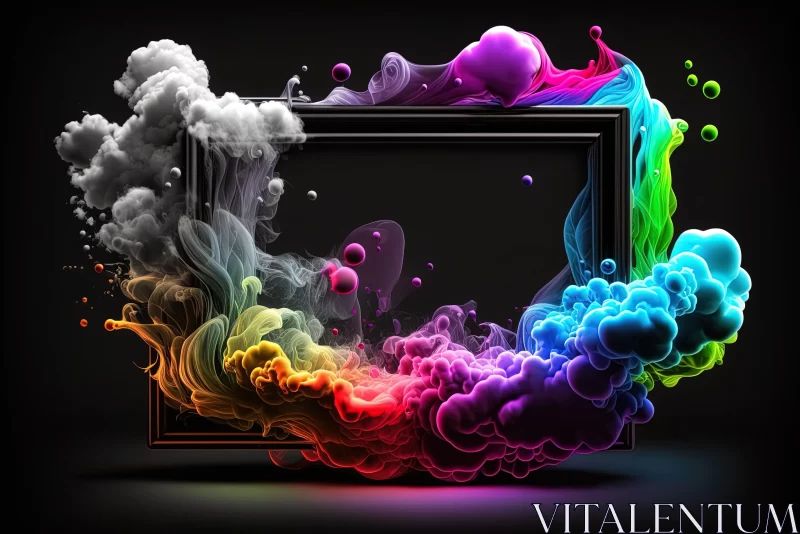 Multicolored Smoke Frame on Dark Background AI Image