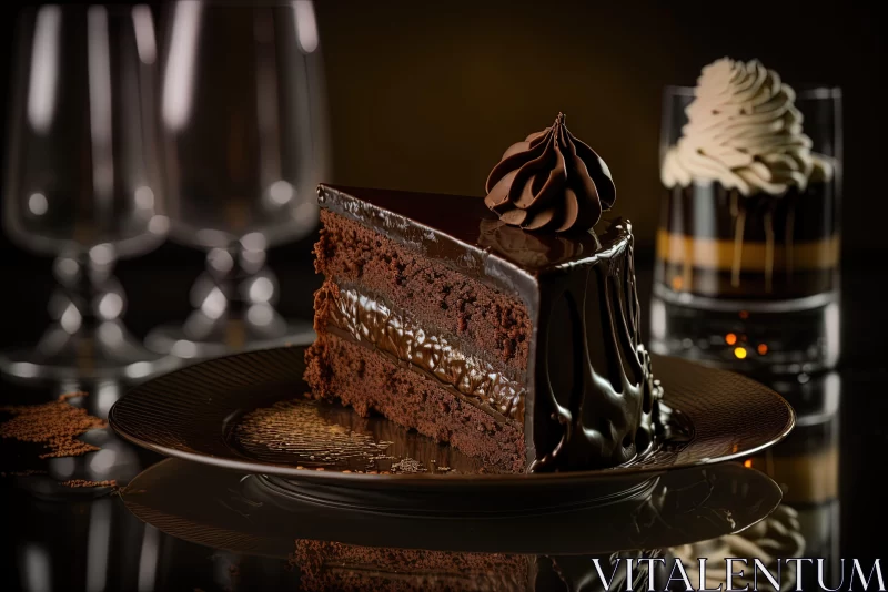 Monochromatic Still Life of Chocolate Cake - Precisionism Influence AI Image
