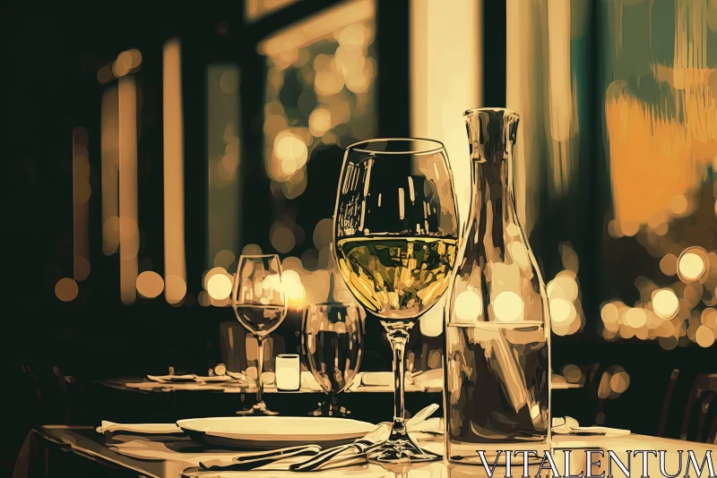 Romanticized Wine Setting Illustration AI Image