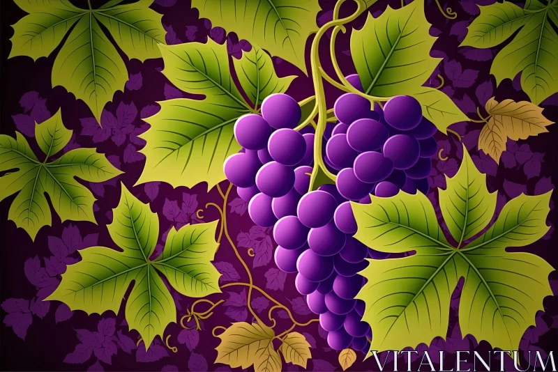 Purple Grapes on Purple Background - A Detailed Still Life AI Image