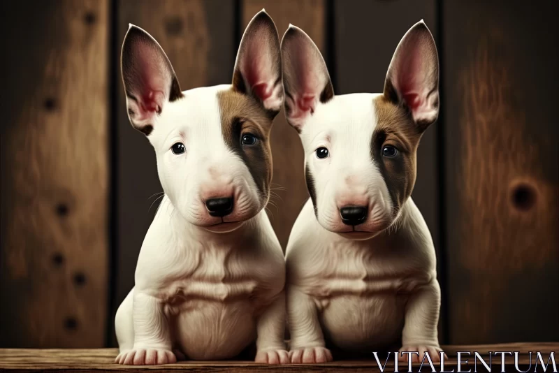 Charming Bull Terrier Dogs in Still Life Setting AI Image