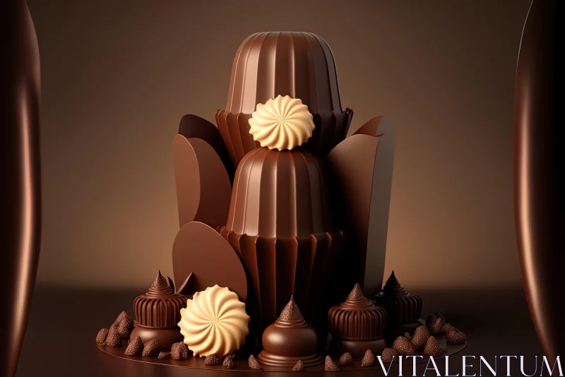 3D Chocolate Creations in Realistic Photocomposition AI Image
