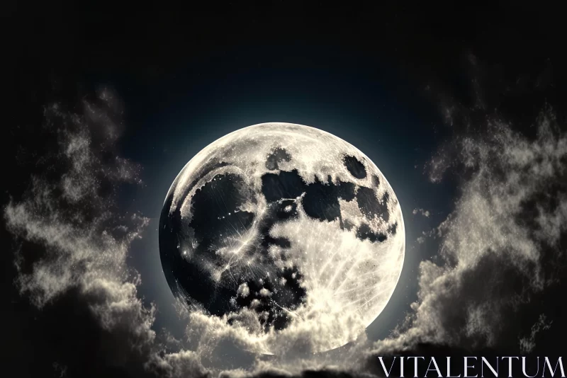 AI ART Full Moon in Cloudy Sky - Surrealistic Night Imagery