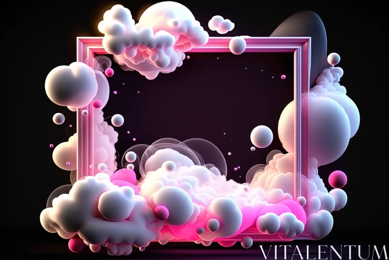 Luminous Pink Clouds and Bubbles - Abstract Art AI Image