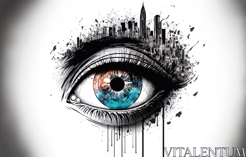 Cityscape Eye Illustration in Manapunk Style AI Image