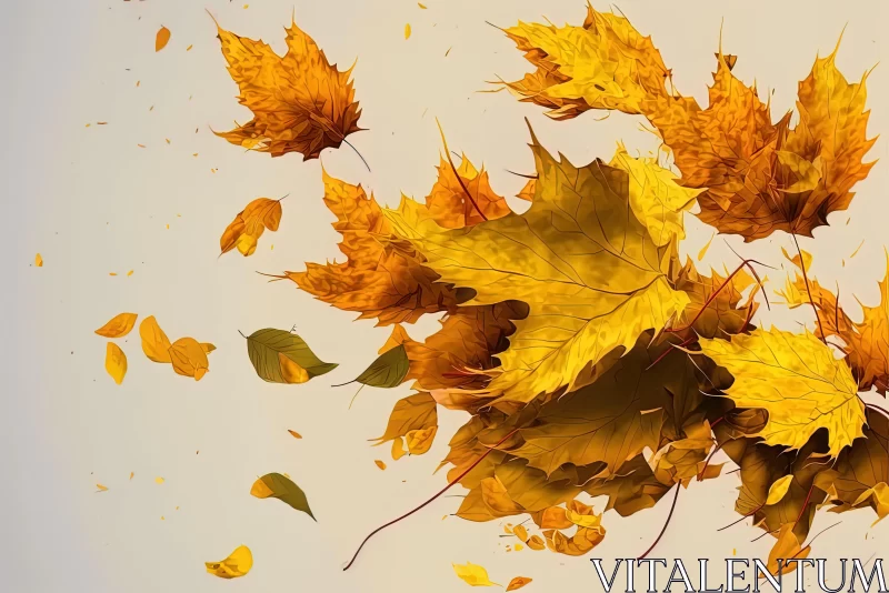 Autumn Leaves in Flight: A Gold-Infused Spectacle AI Image