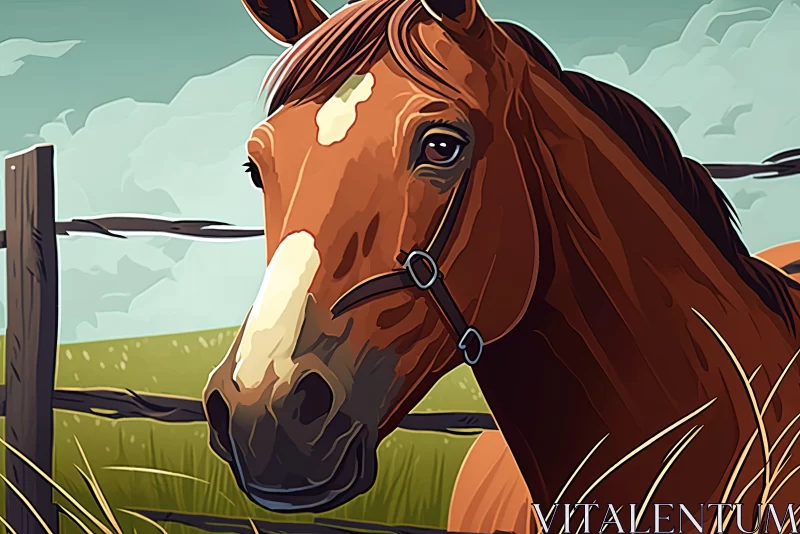 2D Game Art Style Horse Illustration in Rural America AI Image
