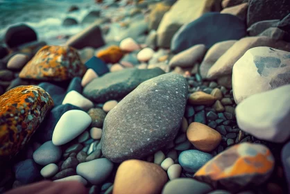 Colorful Beach Rocks in Retro Style