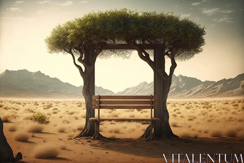 Romantic Fantasy Artwork: Bench in the Desert AI Image