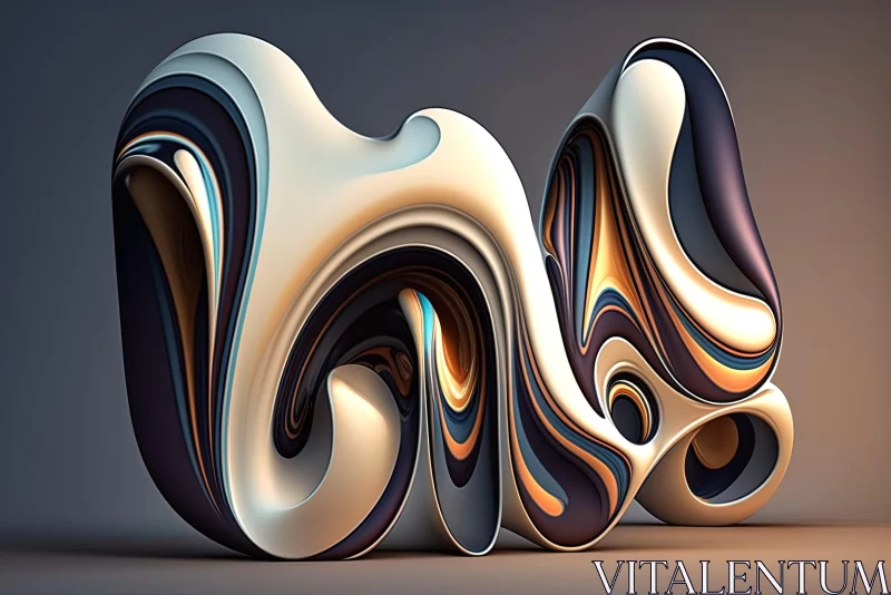 Abstract 3D Artwork with Swirling Shapes and Bold Curves AI Image