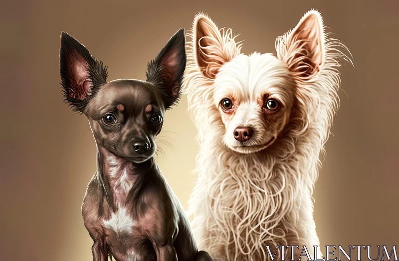 Realistic Chihuahua Dogs Digital Illustration AI Image