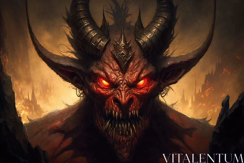 AI ART Devil's Head in Hellish Background - A Haunting Visual