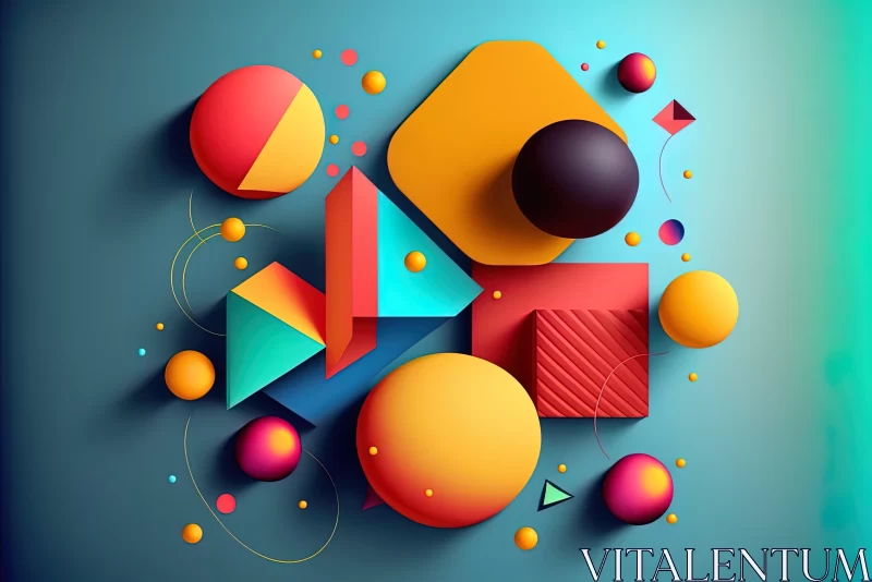 AI ART Colorful 3D Geometric Abstract Art - Balanced Composition