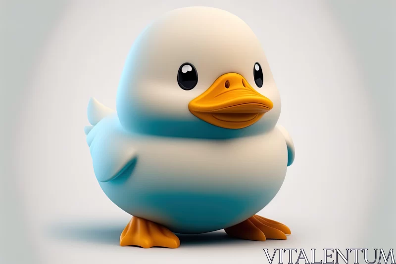 Adorable 3D Cartoon Duck in Light Cyan AI Image