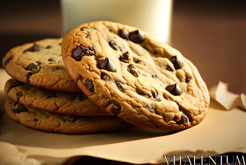 Chocolate Chip Cookies and Milk - A Nostalgic Visual Experience AI Image