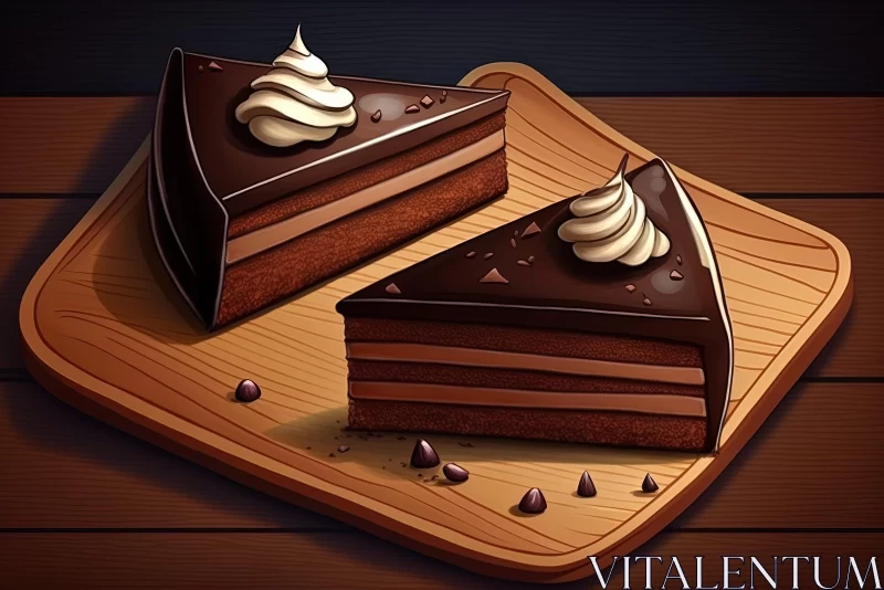 Layered Illusion of Chocolate Cake: A Stylized Food Illustration AI Image