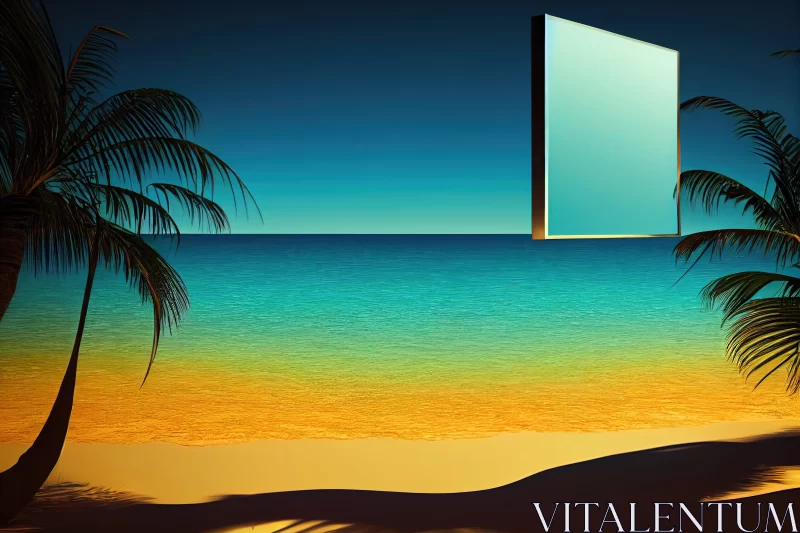 Surrealistic Tropical Beach Scene in Pop Art Style AI Image