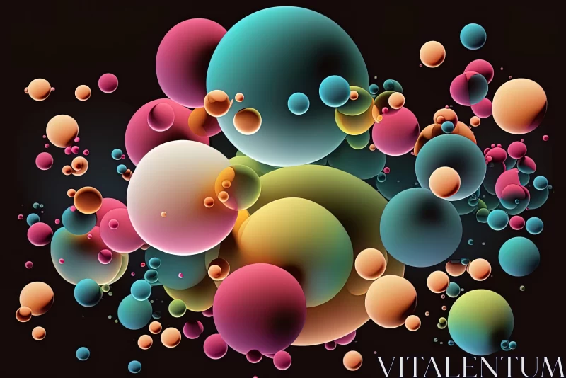 Surrealistic Colorful Bubbles in Motion - Matte Illustration AI Image