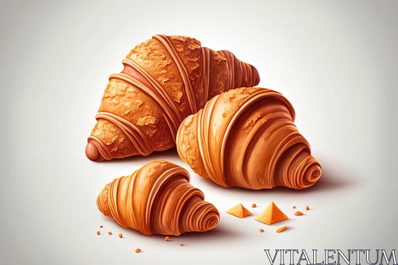 3D Styled Croissants - A Warm Tonal Range Illustration AI Image