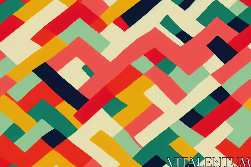 Colorful Abstract Geometric Pattern with Zigzags and Interlocking Shapes AI Image