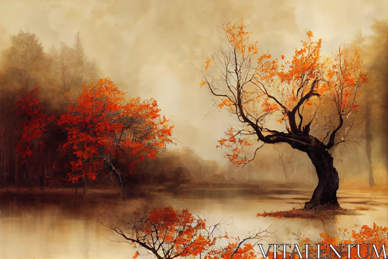 Autumnal Forest Art: Mystical Realism in Nature-Inspired Art AI Image