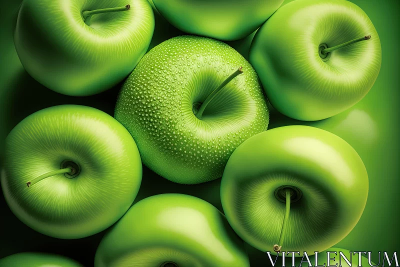 Surrealistic Green Apple Wallpaper - Digitally Enhanced Life-like Illustration AI Image
