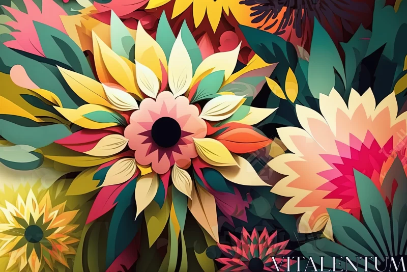 Colorful Abstract Art of Flowers - Downloadable Wallpaper AI Image