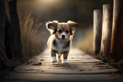 Dreamy Canine Portrait on Wooden Path