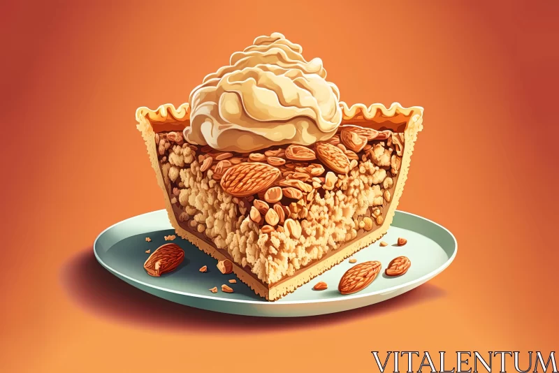 Illustrated Pie with Ice Cream and Almonds - Anemoiacore Art AI Image