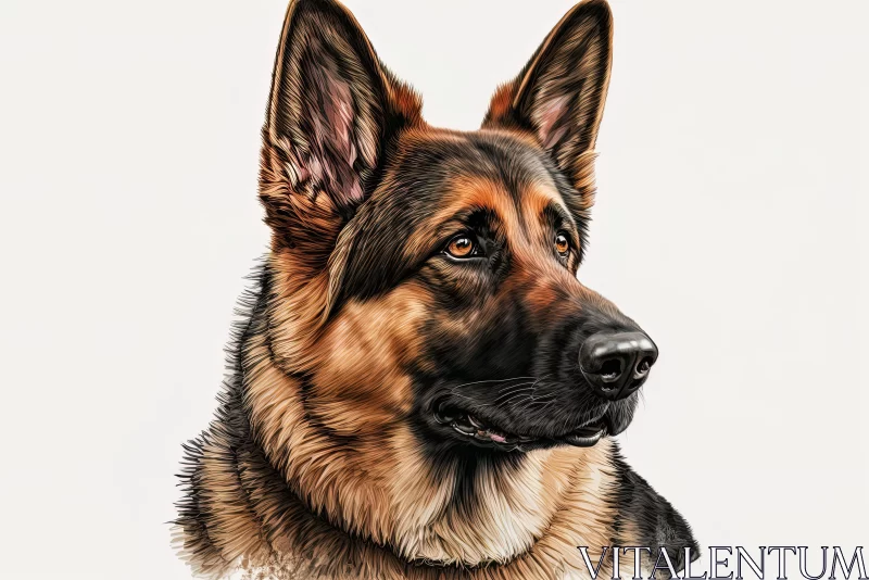 German Shepherd Dog Portrait - Digital Art Masterpiece AI Image