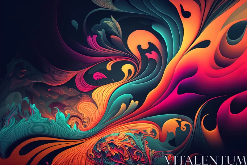 Intricate Abstract Artwork with Swirling Shapes AI Image
