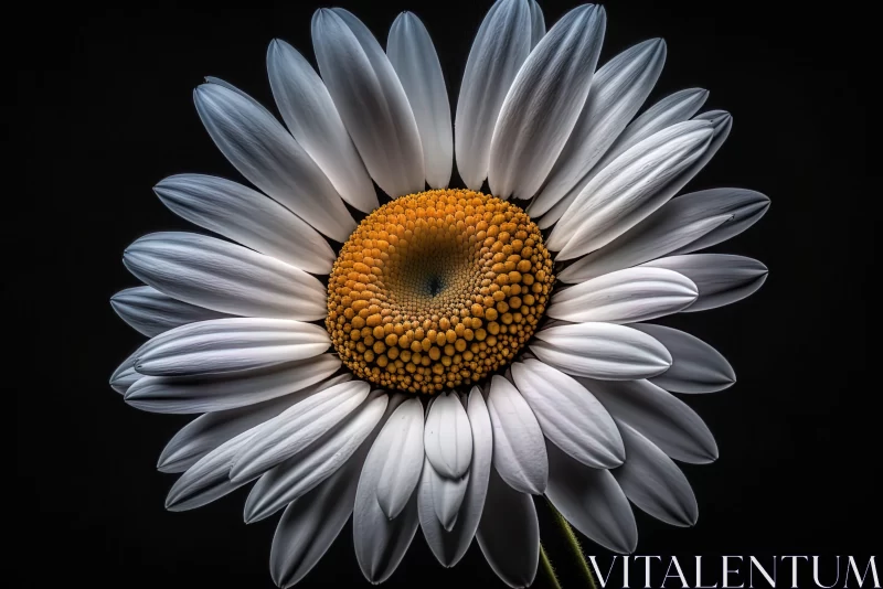 AI ART White Daisy on Black Background - A Study of Contrast