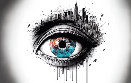 Cityscape Eye Illustration in Manapunk Style