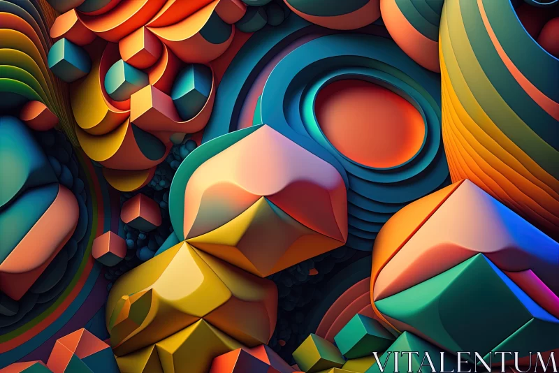Colorful Abstract Geometric Shapes in Organic Patterns AI Image