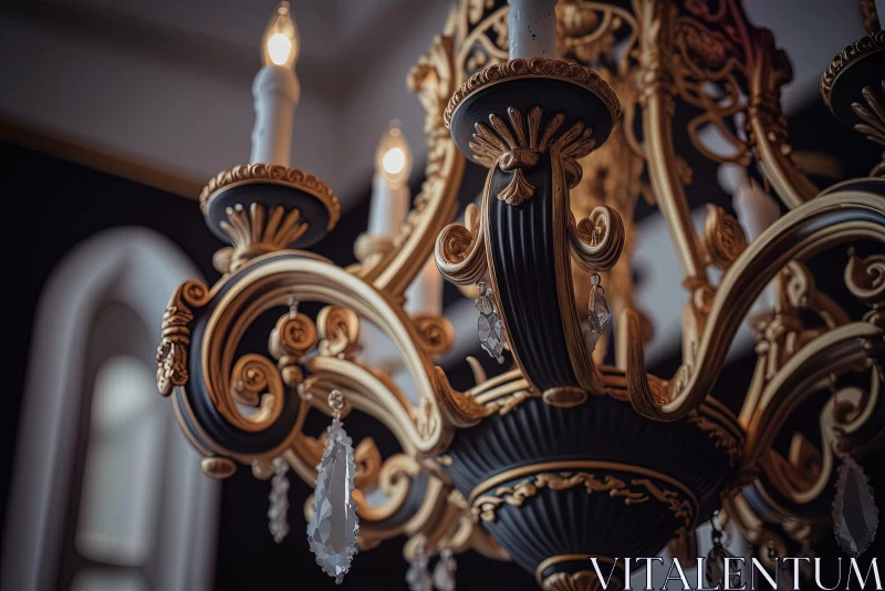 Antique Black and Gold Chandelier with Byzantine-inspired Details AI Image