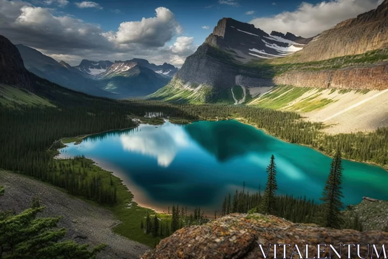 Captivating Mountain Lake - Nature's Breathtaking Beauty AI Image
