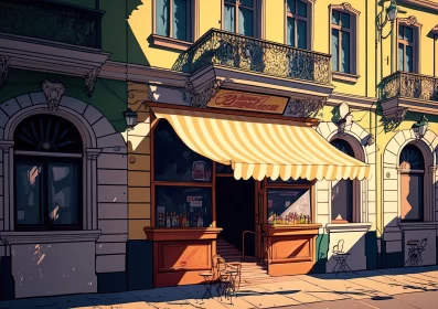 Charming Cafe Scene in Warm Tones