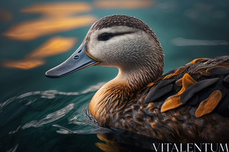 Graceful Duck Swimming in Tranquil Waters AI Image
